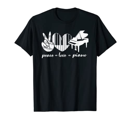 Profesor de piano, pianista, teclado en forma de coraz贸n, paz, amor, piano Camiseta
