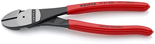 Knipex Alicates de corte diagonal de fuerza negro atramentado, recubiertos de plástico 200 mm (cartulina autoservicio/blíster) 74 21 200 SB
