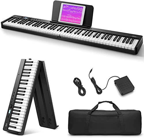 Eastar Piano electrónico plegable de 88 Teclas, Teclado Semipesado de Tamaño Completo para Principiantes, Teclado de Piano Digital Bluetooth con Bolsa de Piano, EP-10
