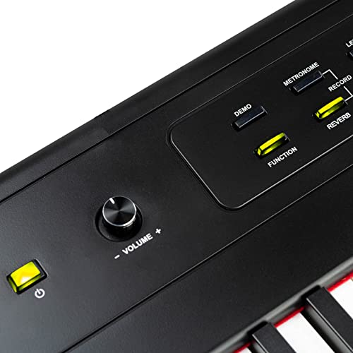 Rockjam 88 Key Digital Piano con teclas semi-ponderadas de tamaño completo, fuente de alimentación, soporte de partituras, calcomanías de piano y lecciones de piano simplemente (Versión actual)
