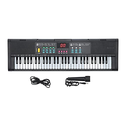 MQ6186 Teclado Piano Portátil 61 Teclas Piano de Música Digital Electrónico Multifuncional con Micrófono con Teclas de Tamaño Completo para Niños Principiantes