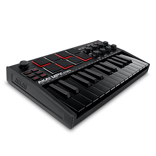 AKAI Professional MPK Mini MK3 - Teclado controlador MIDI USB de 25 teclas con 8 drum pads, 8 perillas y software de producci贸n musical incluido, Color Negro