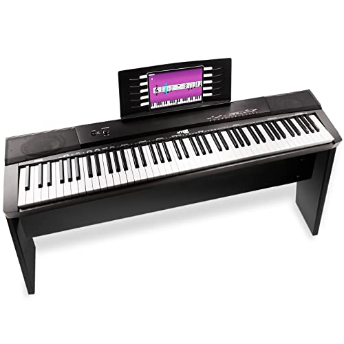 Max KB6 KIT es un piano electrico con 88 teclas semi contrapesadas, que incluye soporte tipo mueble de madera. Piano midi ideal para producción, reproductor MP3, incluye altavoces y pedal sustain
