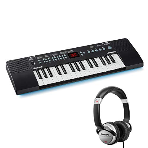 Alesis Melody 32 con auriculares Numark HF125 鈥� teclado electr贸nico, mini piano digital port谩til de 32 teclas con altavoces integrados + auriculares ultraport谩tiles con cable de 1,8 m
