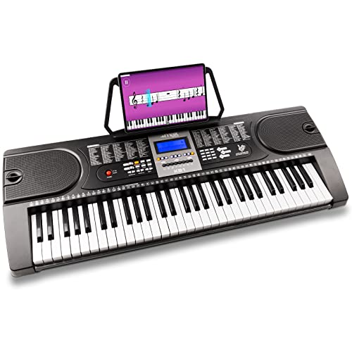 MAX KB1 teclado 61 teclas, ideal para aprendizaje musical o como piano electrico infantil, entrada microfono, altavoces integrados, pantalla LCD, funci贸n de grabaci贸n