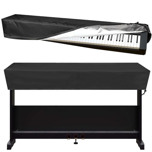 WLLHYF Funda antipolvo para teclado de piano, tela Oxford duradera, ajustable, con bloqueo de cable, 88 teclas, a prueba de suciedad, cubierta completa, para música, digital, electrónico, color negro