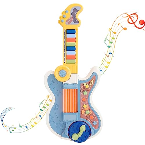 Guitarra elÃ©ctrica para niÃ±os, Juguetes Musicales para niÃ±os pequeÃ±os, Instrumento Musical Multifuncional con Piano y Tambor, Regalo de Aprendizaje Educativo temprano para niÃ±os en Edad Preescolar