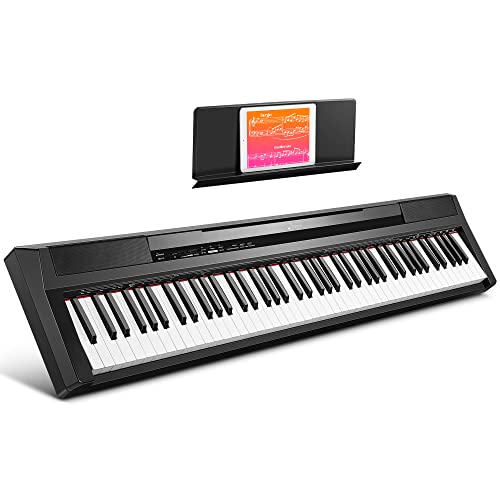 Donner Piano Digital Eléctrico 88 Teclas, Teclado Semi Contrapesadas con Pedal, Tamaño Completo Piano Compacto para principiantes, DEP-10