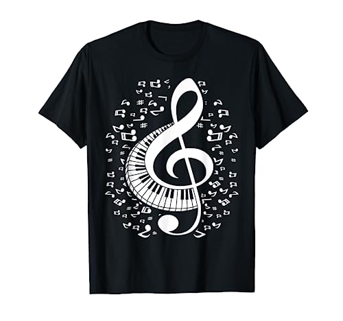 Teclado Piano Clave De Sol Notas Musicales MÃºsica Pianista Camiseta