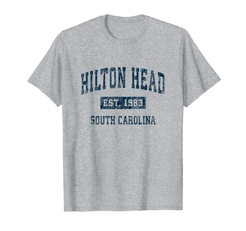 Hilton Head South Carolina SC Vintage Sports Design Azul marino Camiseta
