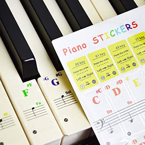 YOUYIKE Pegatina de Piano para Teclas, para 37/49/61/88 Teclas,Facilita Aprendizaje de Piano, Transparentes y ExtraÃ­bles, Perfectas para niÃ±os y Principiantes (Colorful)