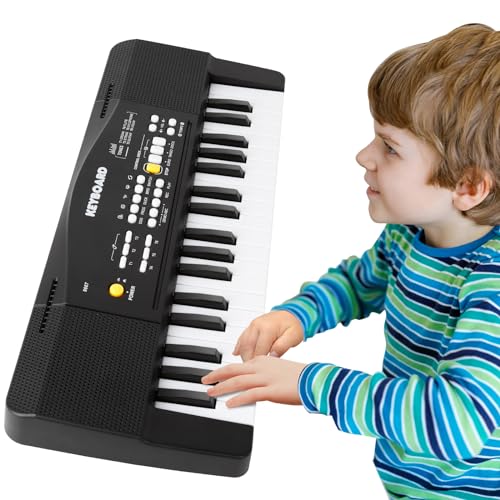 Piano Electrico Teclado Musical Infantil y Principiantes, 37 Mini Teclas Teclado Piano Digital con Micrófono, Portátil Electronico Instrumentos Musicales para Niño 2 3 4 5 6+ años