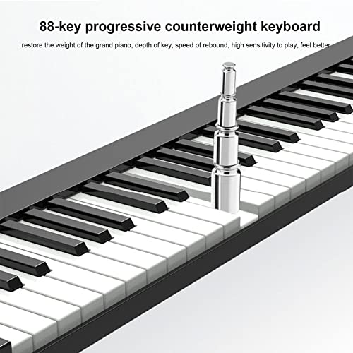 Teclado de piano plegable portátil de 88 teclas de tamaño completo ponderado for el hogar Soporte de piano digital MIDI/Bluetooth Piano eléctrico con adaptador de corriente, pedal sostenido for princi