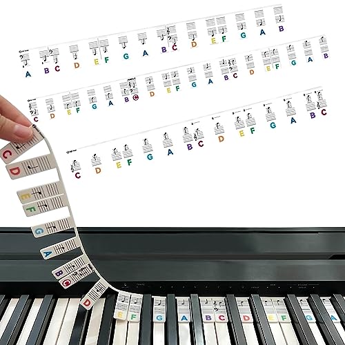 Silicona Pegatinas Teclado Piano Musical, Etiquetas de Notas de Teclado de Piano, Luminoso 61/88 Teclas Piano Teclas Adhesivo, Pegatinas de Teclas de Piano para Niños Principiantes (88 Key B)