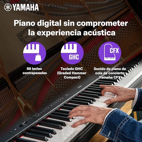 Yamaha P-225 piano digital ligero y portÃ¡til, con teclado Graded Hammer Compact, 88 teclas y 24 voces de instrumentos, blanco