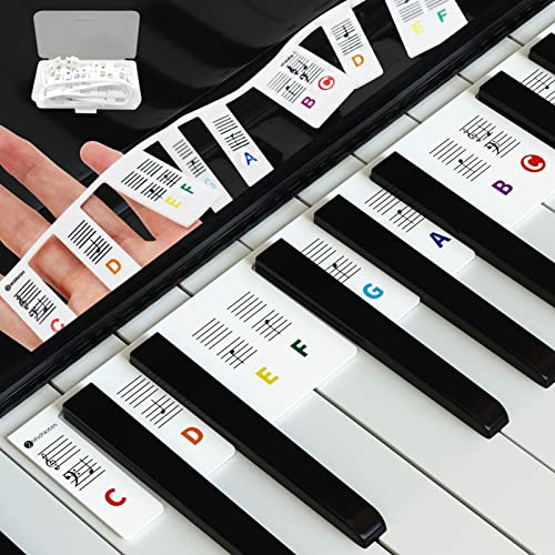 88 Teclas Pegatinas Piano ExtraÃ­ble, Etiquetas Engomadas del Teclado Piano, Pegatina de Nota de Teclado de Silicona, Tabla de Notas de Piano para NiÃ±os Principiantes (colores)