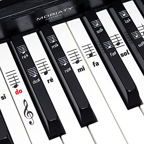 Pegatinas para notas de piano + teclado para 49 | 61 | 76 | 88 teclas + ebook | kit para llaves negras + blancas | do-re-mi-fa-sol-la-si | Instrucciones en español