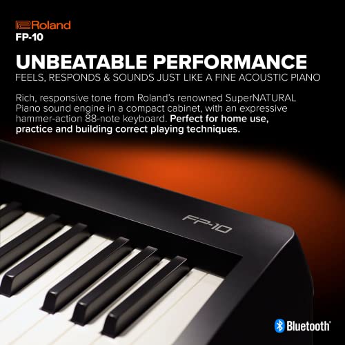 Roland FP-10 â€” Piano digital de 88 teclas portÃ¡til, ideal para tocar en casa y practicar, negro