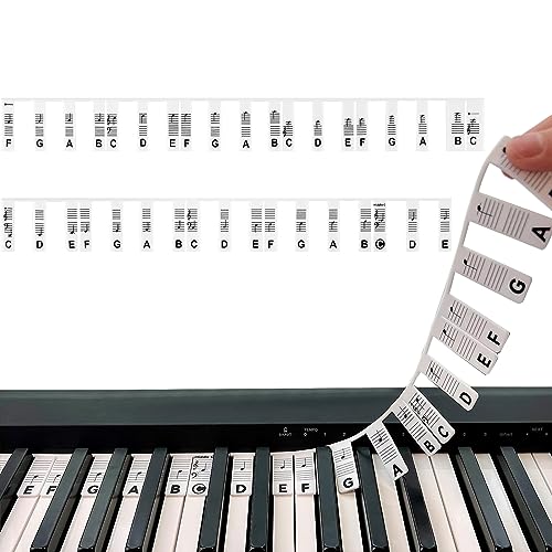 Silicona Pegatinas Teclado Piano Musical, Etiquetas de Notas de Teclado de Piano, Luminoso 61/88 Teclas Piano Teclas Adhesivo, Pegatinas de Teclas de Piano para Niños Principiantes (61 Key A)
